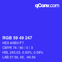 Color code: RGB 59 49 247 | qconv.com