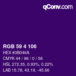 Color code: RGB 59 4 106 | qconv.com