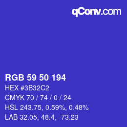 カラーコード: RGB 59 50 194 | qconv.com