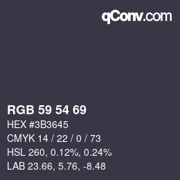 Código de color: RGB 59 54 69 | qconv.com