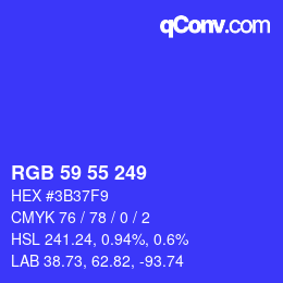 颜色代码: RGB 59 55 249 | qconv.com