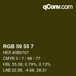 Color code: RGB 59 55 7 | qconv.com