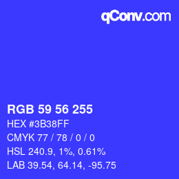 Código de color: RGB 59 56 255 | qconv.com