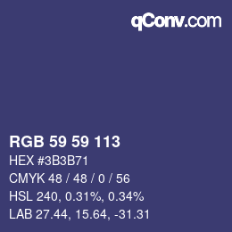 Color code: RGB 59 59 113 | qconv.com