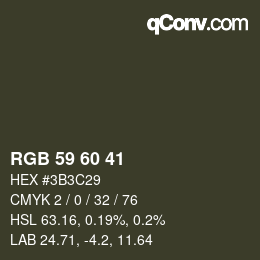 カラーコード: RGB 59 60 41 | qconv.com