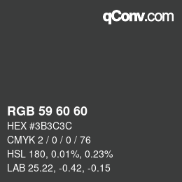 Color code: RGB 59 60 60 | qconv.com