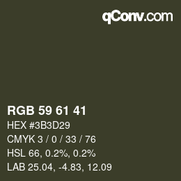 Color code: RGB 59 61 41 | qconv.com