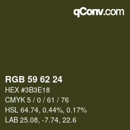 カラーコード: RGB 59 62 24 | qconv.com