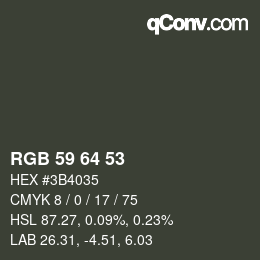 Código de color: RGB 59 64 53 | qconv.com