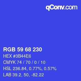 Color code: RGB 59 68 230 | qconv.com