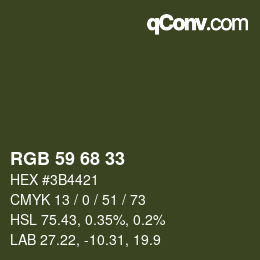 カラーコード: RGB 59 68 33 | qconv.com