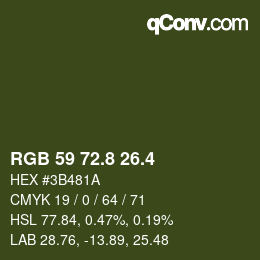 カラーコード: RGB 59 72.8 26.4 | qconv.com