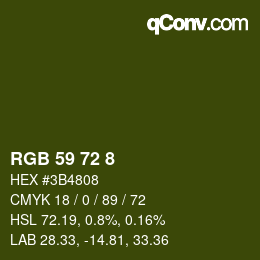 Color code: RGB 59 72 8 | qconv.com