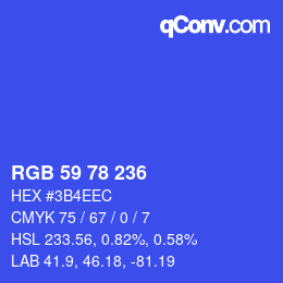 Color code: RGB 59 78 236 | qconv.com