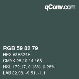 カラーコード: RGB 59 82 79 | qconv.com