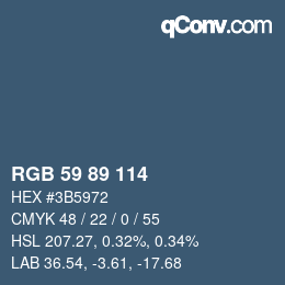 颜色代码: RGB 59 89 114 | qconv.com