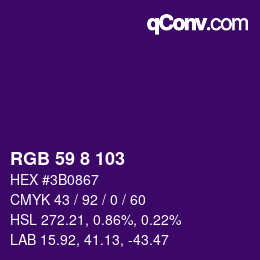 Color code: RGB 59 8 103 | qconv.com