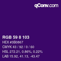 カラーコード: RGB 59 8 103 | qconv.com