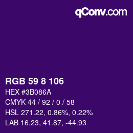 Color code: RGB 59 8 106 | qconv.com