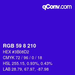 Color code: RGB 59 8 210 | qconv.com
