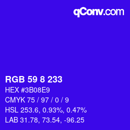 Color code: RGB 59 8 233 | qconv.com