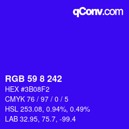 カラーコード: RGB 59 8 242 | qconv.com