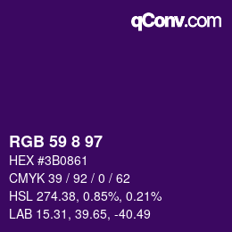 Color code: RGB 59 8 97 | qconv.com