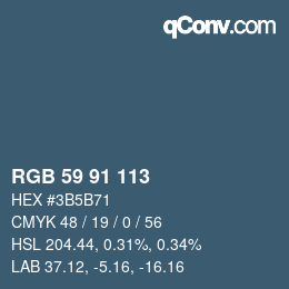 Color code: RGB 59 91 113 | qconv.com