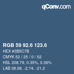 カラーコード: RGB 59 92.6 123.6 | qconv.com