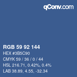 カラーコード: RGB 59 92 144 | qconv.com
