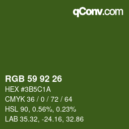 Color code: RGB 59 92 26 | qconv.com