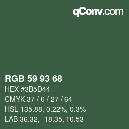 Código de color: RGB 59 93 68 | qconv.com