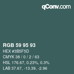 Color code: RGB 59 95 93 | qconv.com