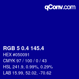 カラーコード: RGB 5 0.4 145.4 | qconv.com