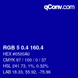 カラーコード: RGB 5 0.4 160.4 | qconv.com