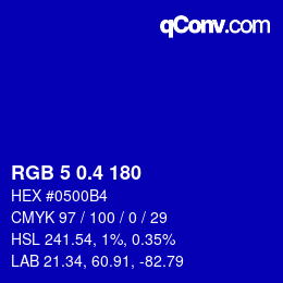 カラーコード: RGB 5 0.4 180 | qconv.com