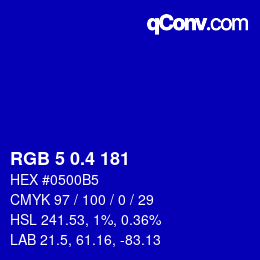 カラーコード: RGB 5 0.4 181 | qconv.com