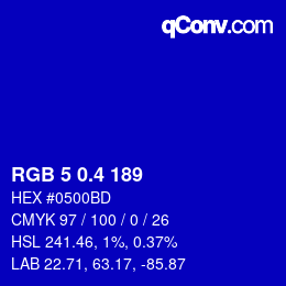 カラーコード: RGB 5 0.4 189 | qconv.com