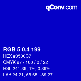 カラーコード: RGB 5 0.4 199 | qconv.com