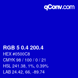 カラーコード: RGB 5 0.4 200.4 | qconv.com