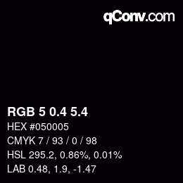 カラーコード: RGB 5 0.4 5.4 | qconv.com