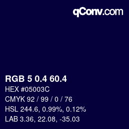 カラーコード: RGB 5 0.4 60.4 | qconv.com