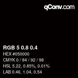 カラーコード: RGB 5 0.8 0.4 | qconv.com