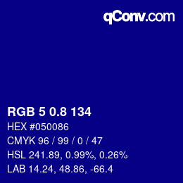 カラーコード: RGB 5 0.8 134 | qconv.com