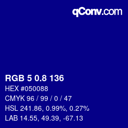 カラーコード: RGB 5 0.8 136 | qconv.com