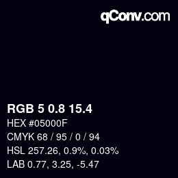 カラーコード: RGB 5 0.8 15.4 | qconv.com