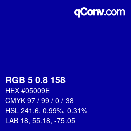 カラーコード: RGB 5 0.8 158 | qconv.com