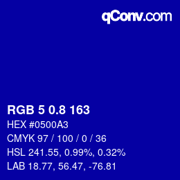 カラーコード: RGB 5 0.8 163 | qconv.com