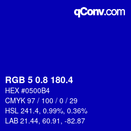 カラーコード: RGB 5 0.8 180.4 | qconv.com