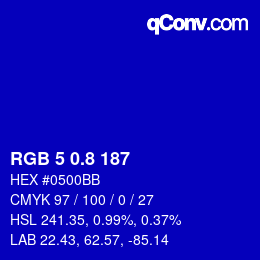 カラーコード: RGB 5 0.8 187 | qconv.com